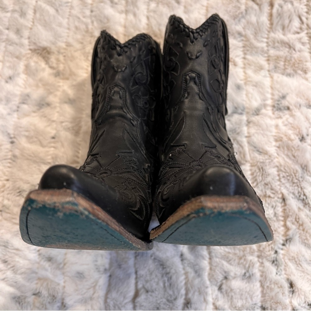 Lane Robin Black Leather Inlay Western Boots Sz-5.5 - Picture 5 of 8